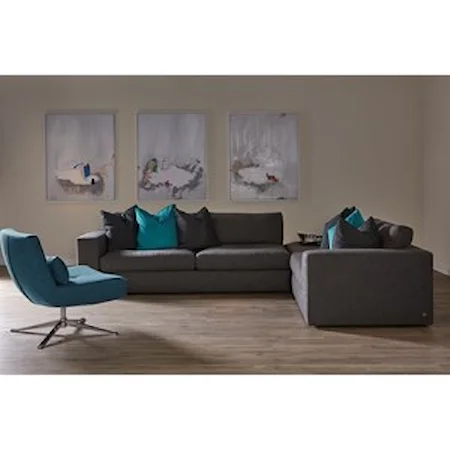 Casual Contemporary 3-Piece Sectional